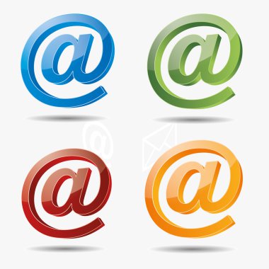 3d email e-mail senden post at mailbox support contact pictogram sign symbol message set clipart