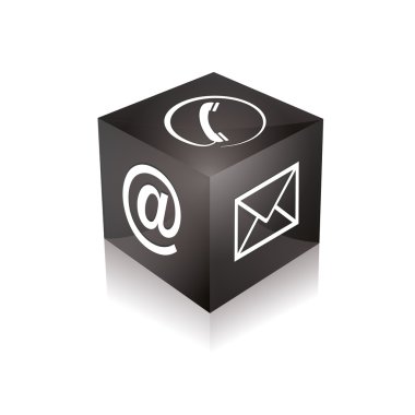 Contact cube phone at email e-mail hotline kontaktfomular callcenter call pictogram sign symbol cube clipart