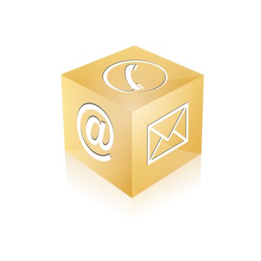 Contact cube phone at email e-mail hotline kontaktfomular callcenter call pictogram sign symbol cube clipart