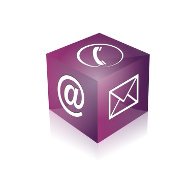 Contact cube phone at email e-mail hotline kontaktfomular callcenter call pictogram sign symbol cube clipart