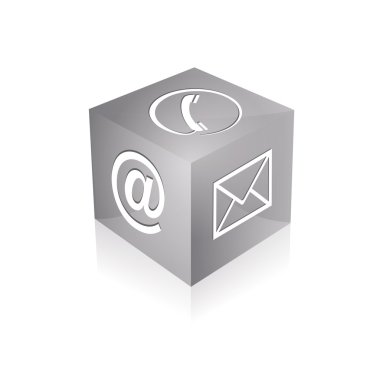 Contact cube phone at email e-mail hotline kontaktfomular callcenter call pictogram sign symbol cube clipart