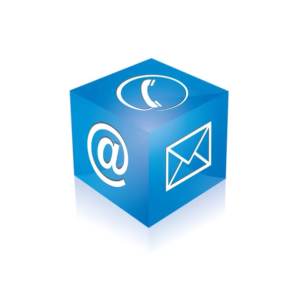 Neem contact op met kubus telefoon op e-mail e-hotline kontaktfomular callcenter oproep pictogram teken symbool kubus — Stockvector