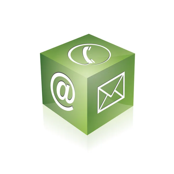Kontakta kuben på e-post e-hotline kontaktfomular callcenter samtal piktogram tecken symbol cube — Stock vektor