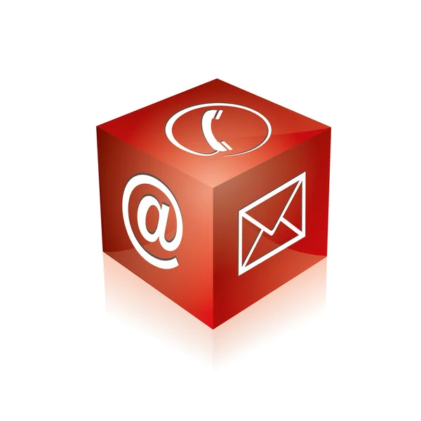 Moduł kontaktu telefon e-mail e-mail infolinii kontaktfomular callcenter wywołanie piktogram znak symbol sześcian — Wektor stockowy