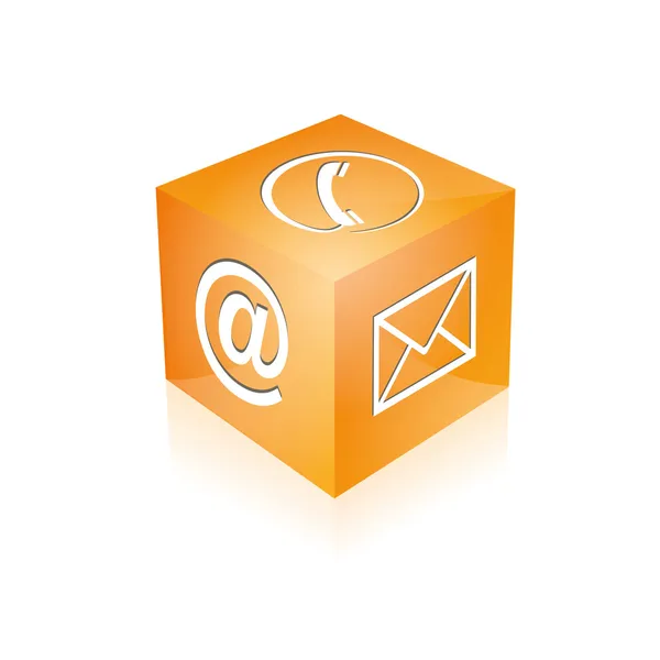 Kontakt cube phone at email e-mail hotline kontaktfomular callcenter call pictogramm sign symbol cube — Stockvektor