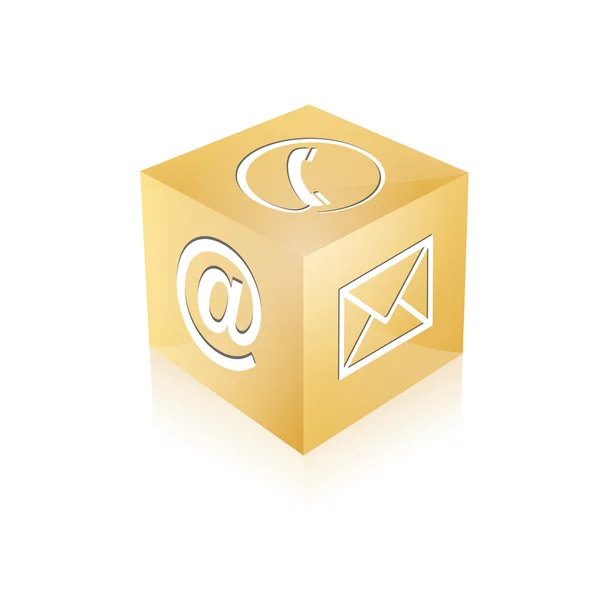 Krychle kontaktní telefon na email e-mail linka kontaktfomular callcenter volání piktogram znaménko symbol krychle — Stockový vektor