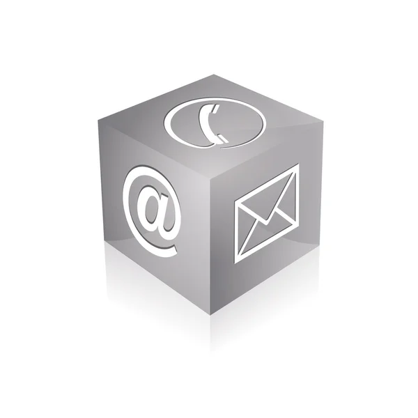 Krychle kontaktní telefon na email e-mail linka kontaktfomular callcenter volání piktogram znaménko symbol krychle — Stockový vektor