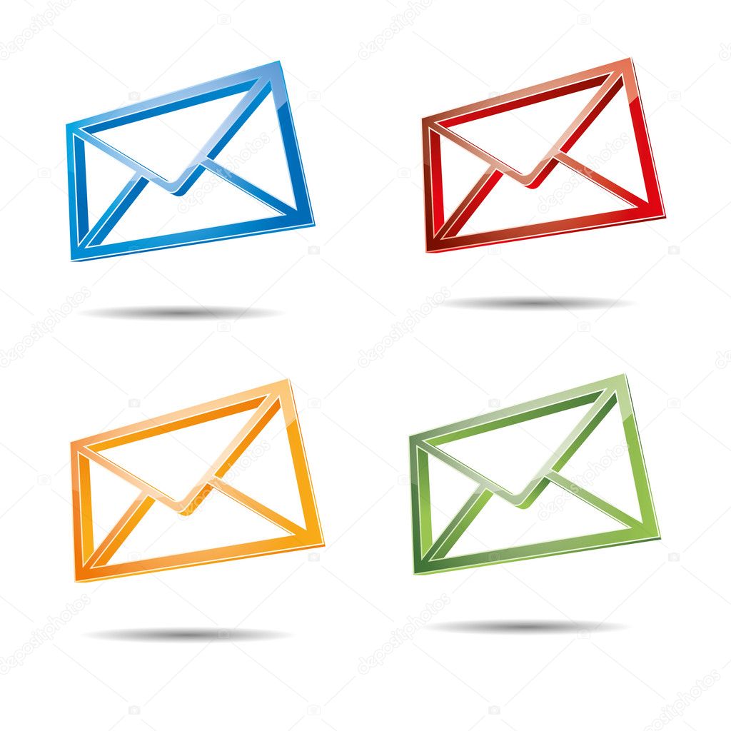 3d email e-mail senden post at mailbox support contact pictogram sign symbol message set