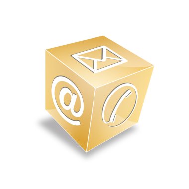 3d Contact cube phone at email e-mail hotline kontaktfomular callcenter call pictogram sign symbol cube clipart