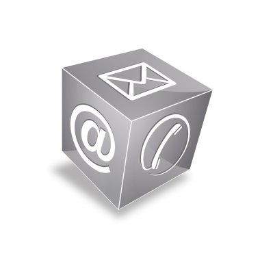 3d Contact cube phone at email e-mail hotline kontaktfomular callcenter call pictogram sign symbol cube clipart