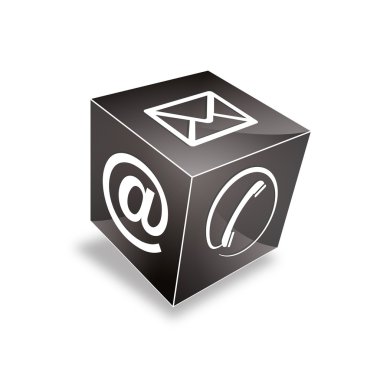 3d Contact cube phone at email e-mail hotline kontaktfomular callcenter call pictogram sign symbol cube clipart