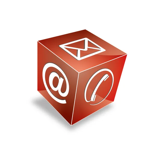 3D krychle kontaktní telefon na email e-mail linka kontaktfomular callcenter volání piktogram znaménko symbol krychle — Stockový vektor