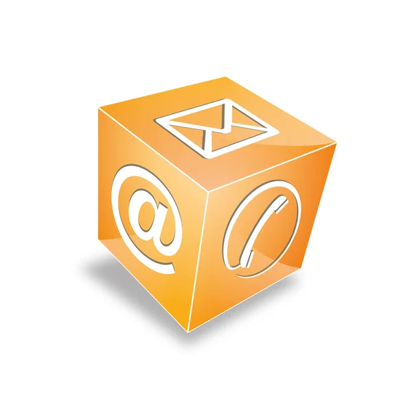 3d Telepon kubus kontak di hotline e-mail email kontaktfomular callcenter panggilan pictogram simbol tanda kubus - Stok Vektor