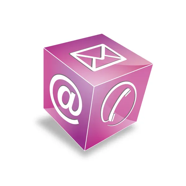 3d Telepon kubus kontak di hotline e-mail email kontaktfomular callcenter panggilan pictogram simbol tanda kubus - Stok Vektor