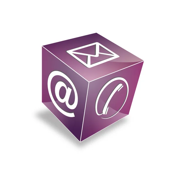 在电子邮件的电子邮件热线 kontaktfomular 呼叫中心系统调用象形标志符号多维数据集的 3d 接触多维数据集电话 — 图库矢量图片