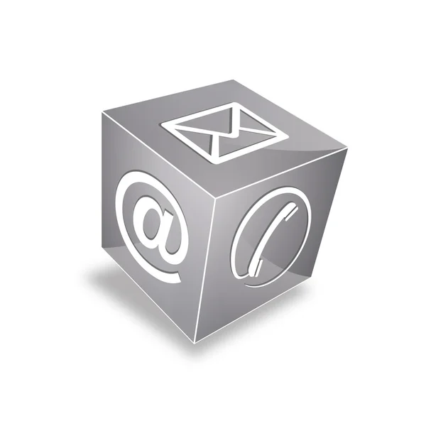 3D krychle kontaktní telefon na email e-mail linka kontaktfomular callcenter volání piktogram znaménko symbol krychle — Stockový vektor