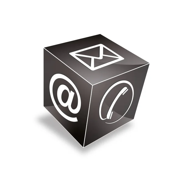 3D-contact kubus telefoon op e-mail e-hotline kontaktfomular callcenter oproep pictogram teken symbool kubus — Stockvector