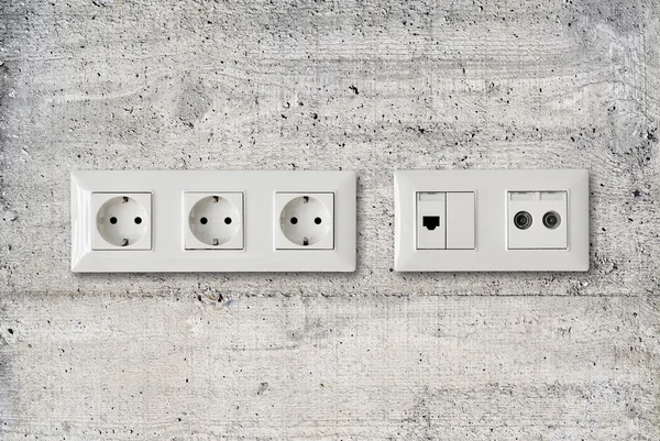 Electric ethernet and antenna socket — Stock Photo, Image