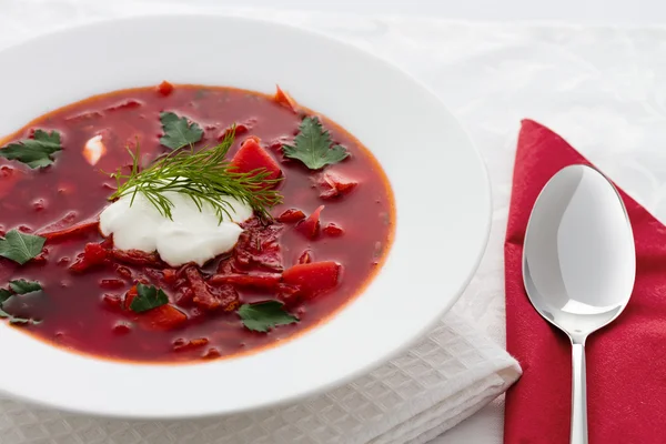 Ukrainian national borscht — Stock Photo, Image