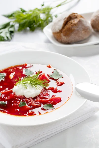 Ukrainian national borscht — Stock Photo, Image