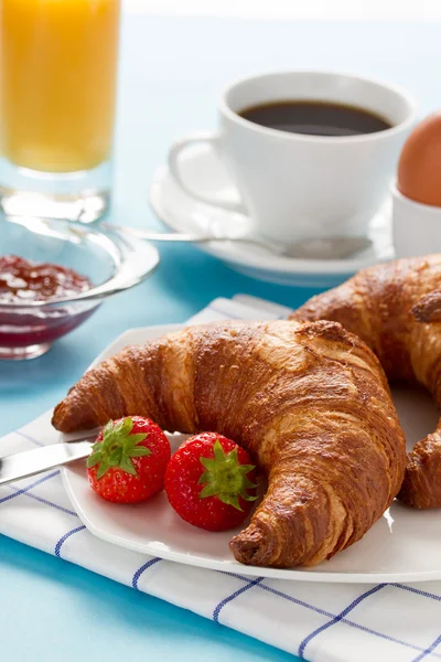 stock image Breakfast with croissants and coffee