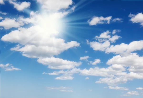 stock image Blue sky with clouds and sun