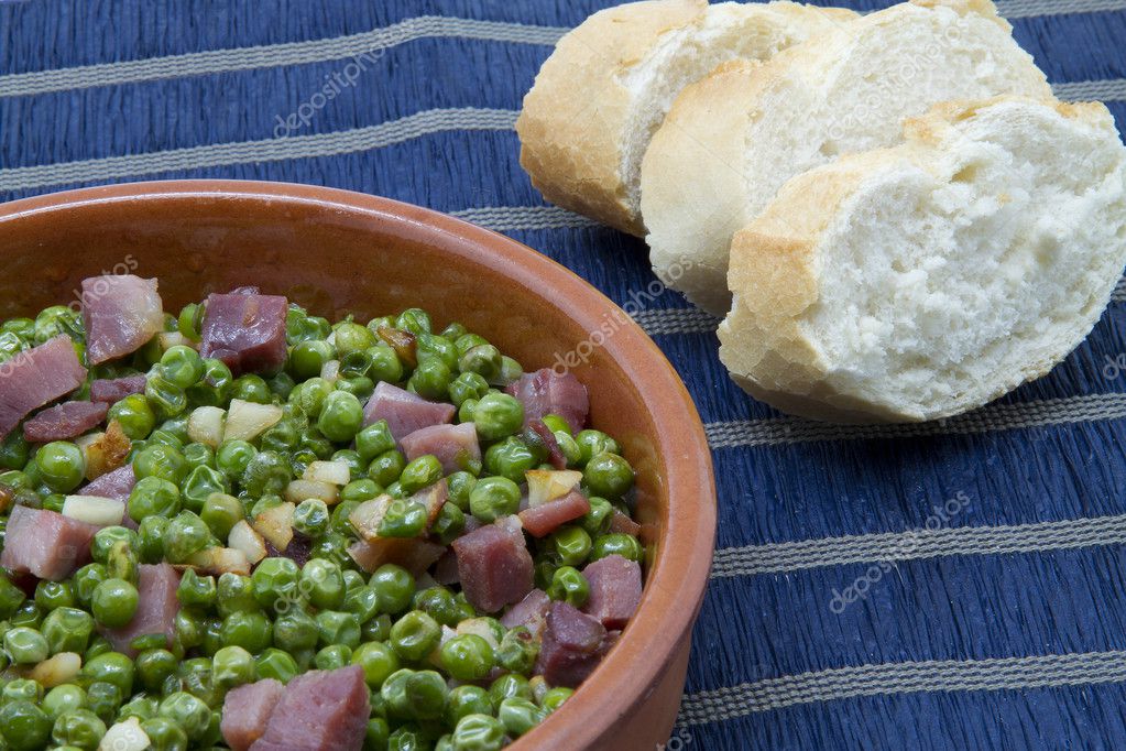peas with cured ham