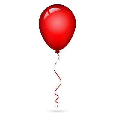 Vector illustration of red balloon with ribbon clipart