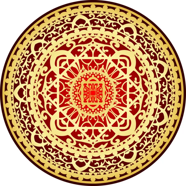 Διανυσματικά εικονογράφηση του ανατολίτικα κόκκινο & χρυσό κουβέρτα — Διανυσματικό Αρχείο