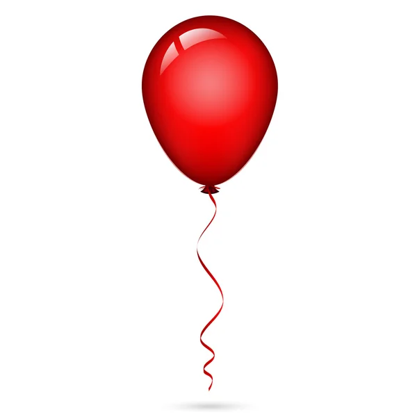 Ilustração vetorial de balão vermelho com fita — Vetor de Stock