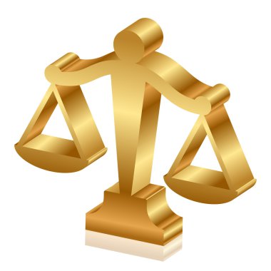 Vector 3d icon of golden justice scales clipart