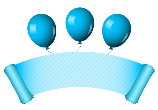 Векторная иллюстрация голубого свитка с воздушными шарами — стоковый вектор