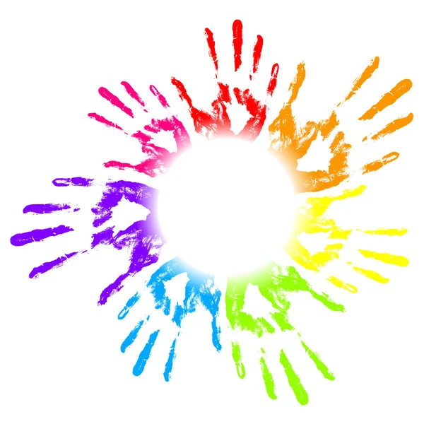 Διανυσματική απεικόνιση πολύχρωμων εκτυπώσεων χεριών — Διανυσματικό Αρχείο