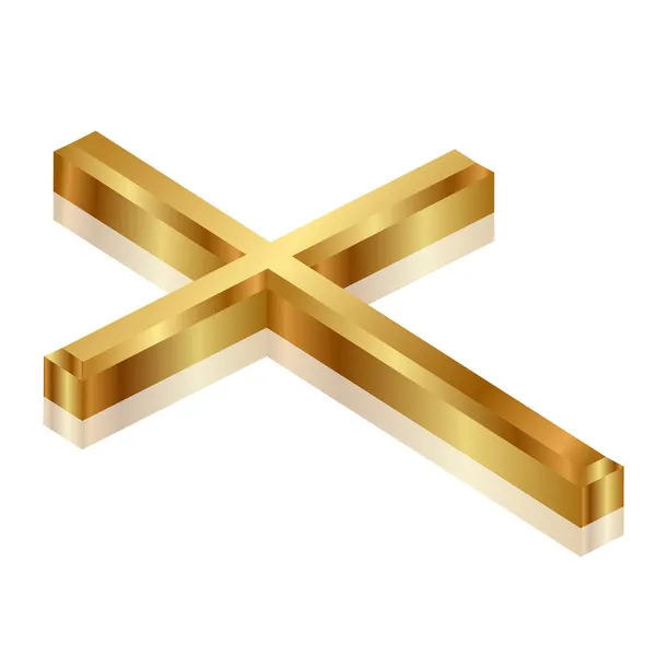 Vector illustration of gold cross — Stock Vector