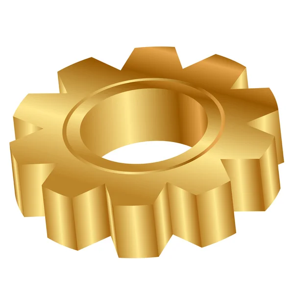 Vector 3d illustration of golden cog wheel — Stock Vector