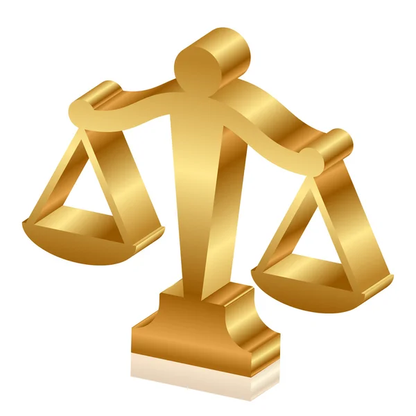 Vetor 3d ícone de escalas de justiça dourada — Vetor de Stock
