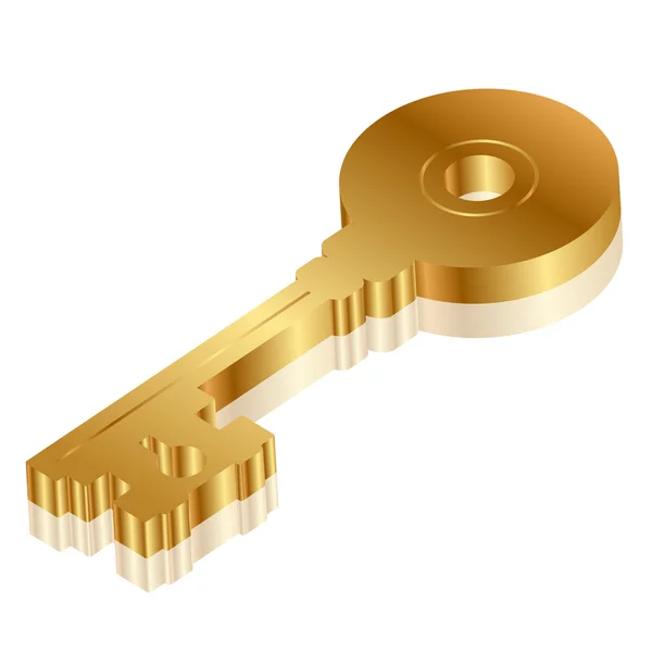 Ilustracja wektorowa 3d złoty klucz — Wektor stockowy