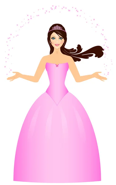 Vector illustration of beautiful Princess in pink — Stock Vector