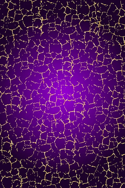 Фіолетова текстура з золотими тріщинами — стоковий вектор