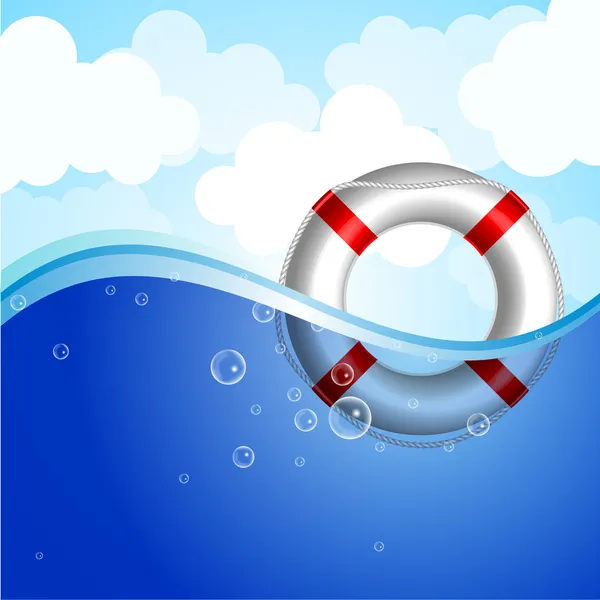 Ilustración vectorial de la boya de vida en agua — Vector de stock