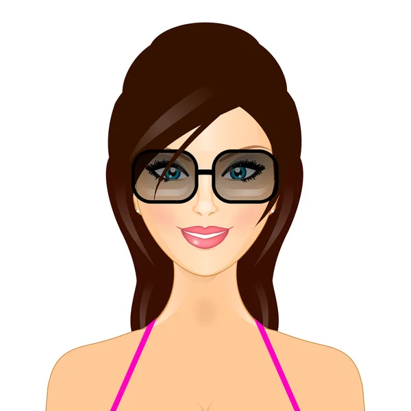Vectorillustratie van meisje met zwembroek en zonnebril — Stockvector