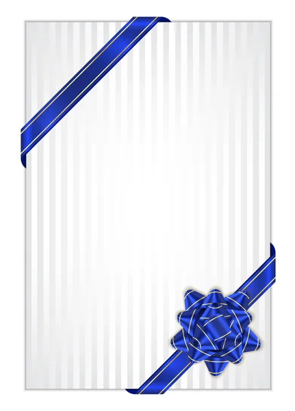 Vector blanco presente fondo con lazo azul — Vector de stock