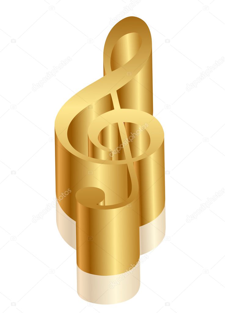 Vector 3d illustration of gold clef