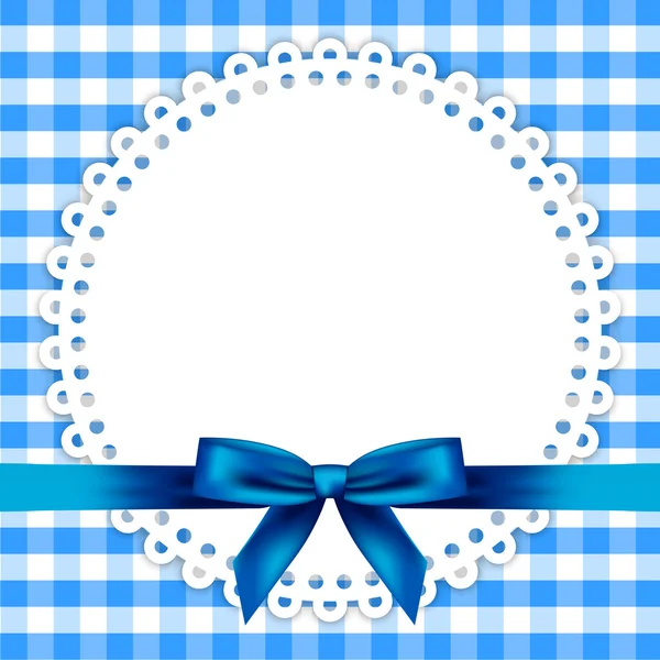 Vector blue background with napkin and ribbon — Stock Vector