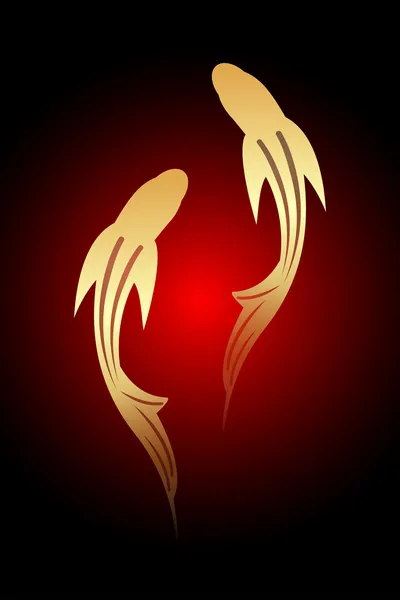 Векторні ілюстрації золотих риб (символ процвітання фен-шуй — стоковий вектор