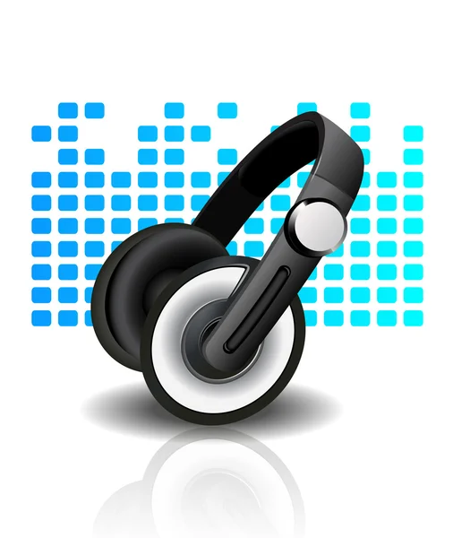 Vector illustration of headphones - blue background — Stock Vector