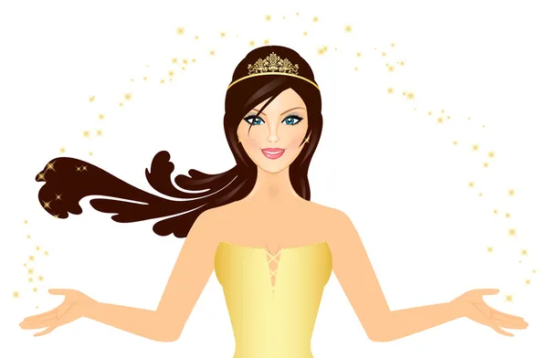 Ilustración vectorial de la hermosa princesa en oro — Archivo Imágenes Vectoriales
