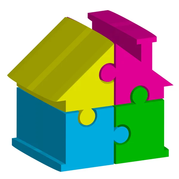 Vektor 3d illustration av huset från pussel — Stock vektor