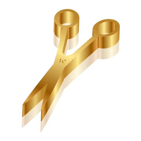 Векторная трехмерная икона золотых ножниц — стоковый вектор