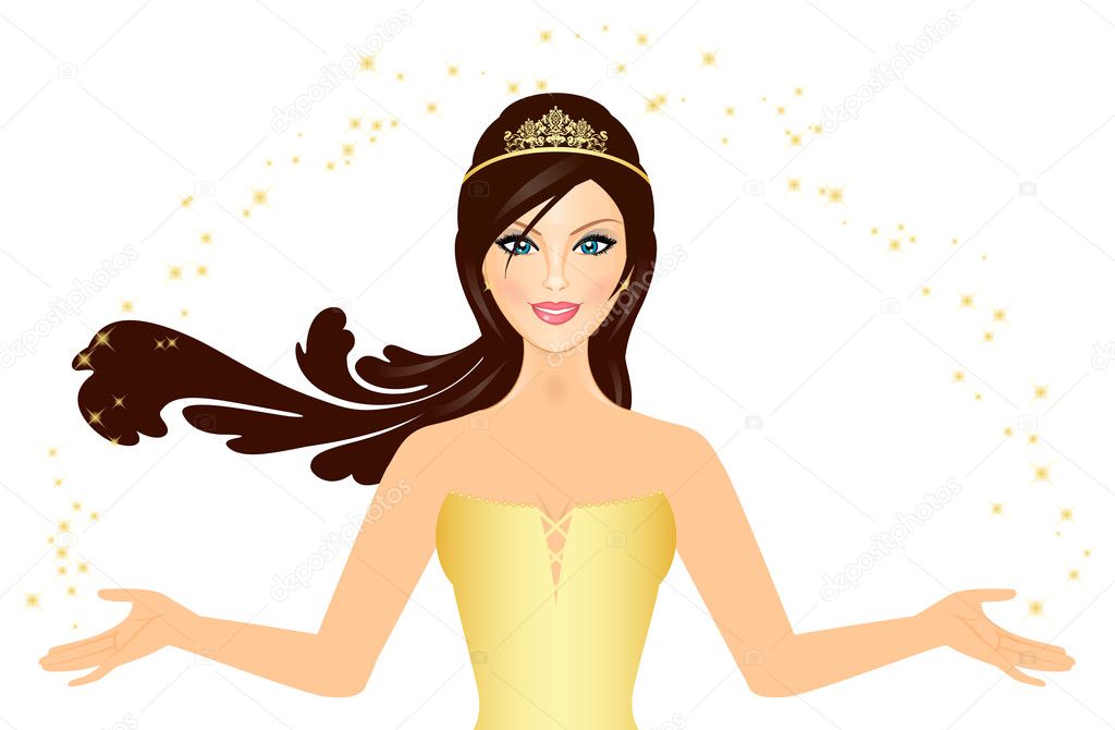 Vector illustration of beautiful Princess in gold